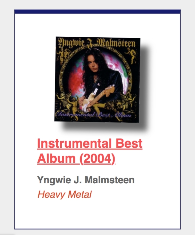 #65: Yngwie J. Malmsteen "Instrumental Best Album"